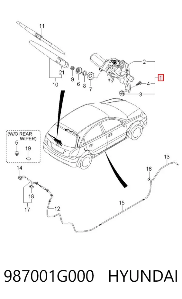 Моторчик заднего дворника 987001G000 Hyundai/Kia