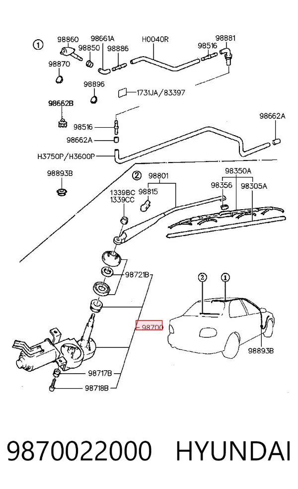 Моторчик заднего дворника 9870022000 Hyundai/Kia