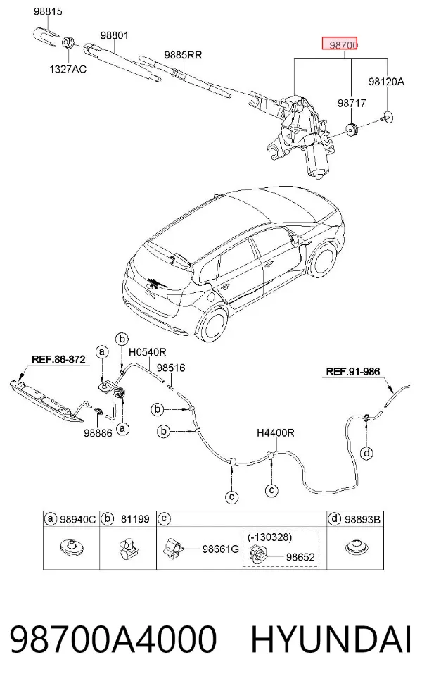 Моторчик заднего дворника 98700A4000 Hyundai/Kia
