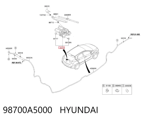 Моторчик заднего дворника 98700A5000 Hyundai/Kia