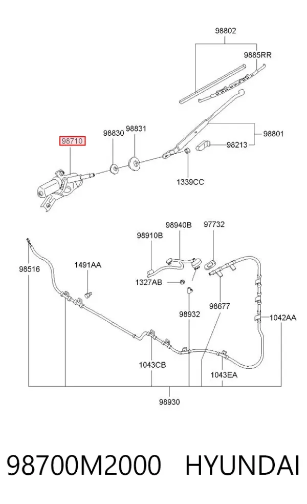 Моторчик заднего дворника 98700M2000 Hyundai/Kia
