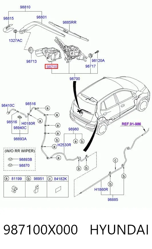 Моторчик заднего дворника Hyundai I10 PA