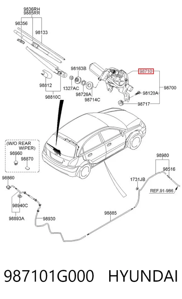 Моторчик заднего дворника 987101G000 Hyundai/Kia