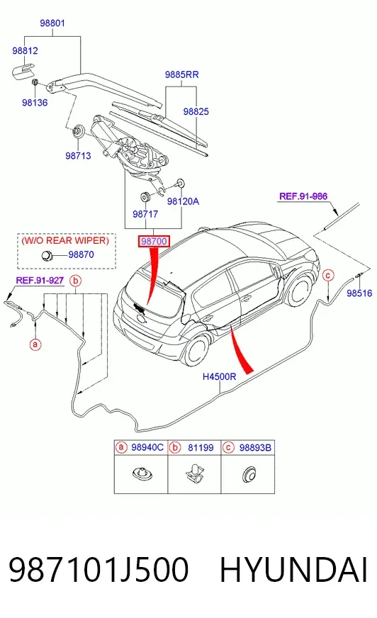 Моторчик заднего дворника 987101J500 Hyundai/Kia