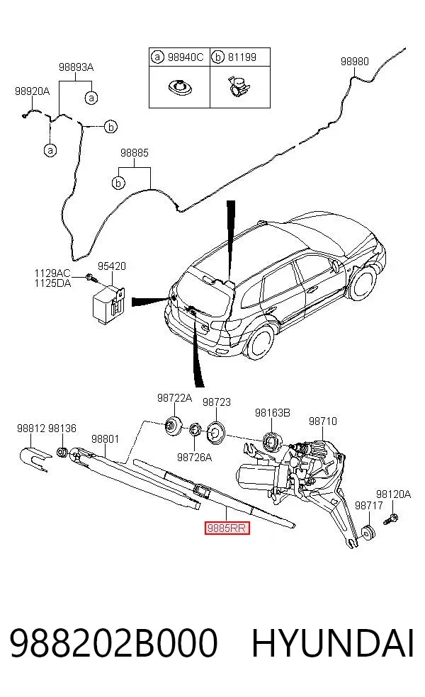 Дворник задний 988202B000 Hyundai/Kia