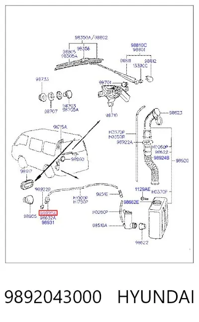 Форсунка омывателя заднего стекла HYUNDAI 9892043000