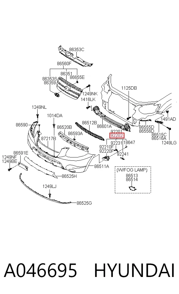Фара противотуманная правая A046695 Hyundai/Kia