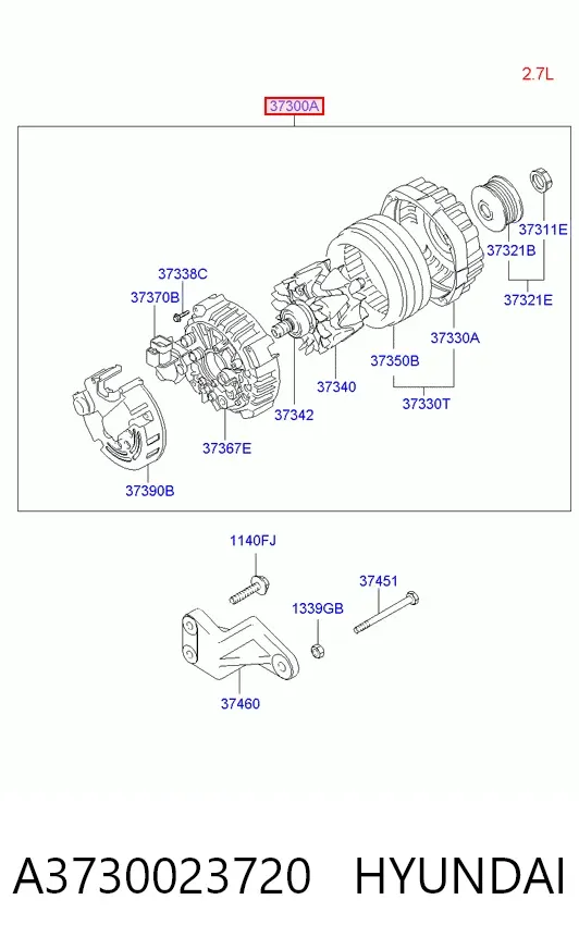 Генератор A3730023720 Hyundai/Kia