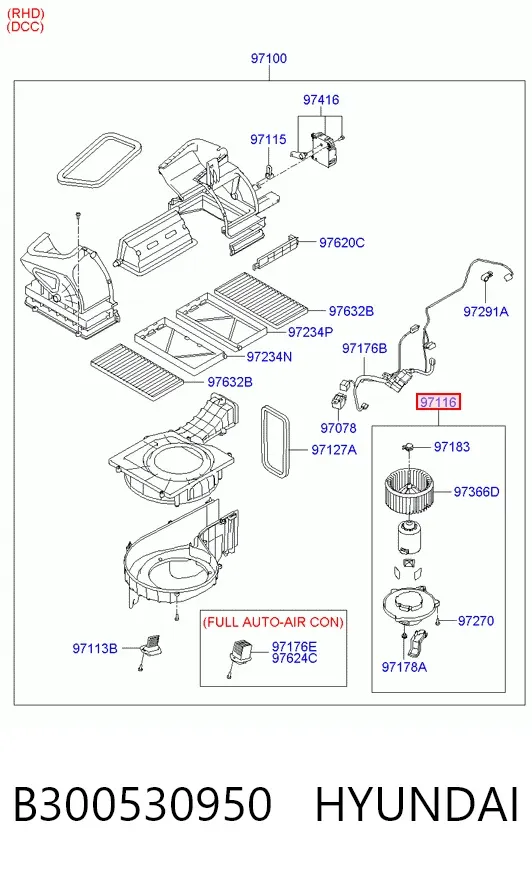 Вентилятор печки B300530950 Hyundai/Kia