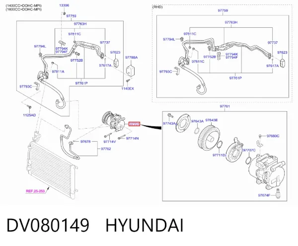 Компрессор кондиционера DV080149 Hyundai/Kia