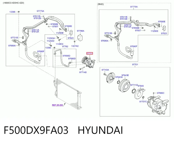 Компрессор кондиционера F500DX9FA03 Hyundai/Kia