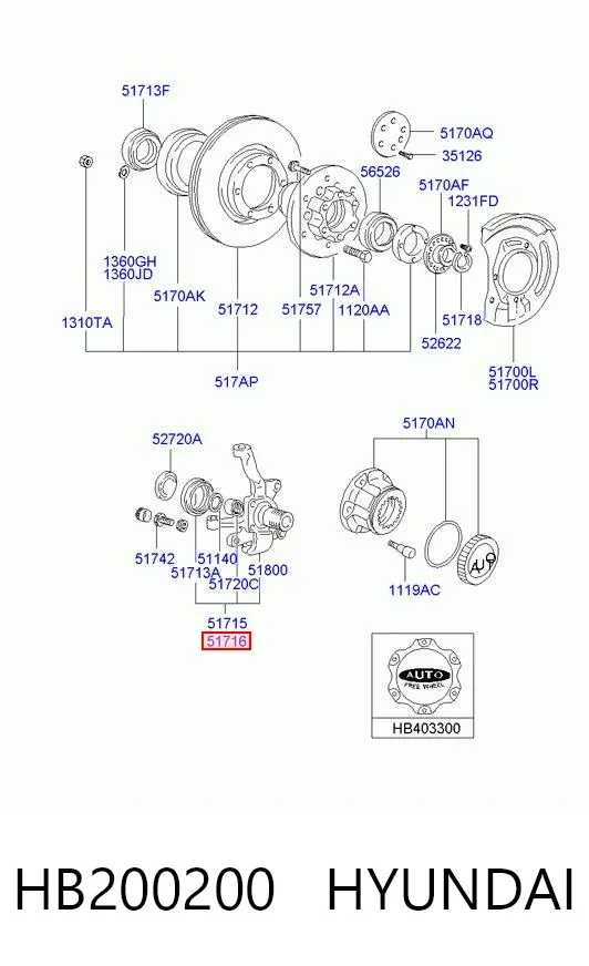 Цапфа передняя правая HB200200 Hyundai/Kia