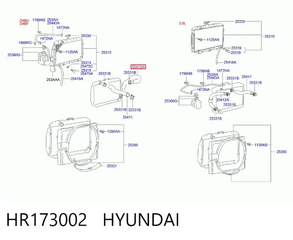 Нижний шлаг радиатора охлаждения HR173002 Hyundai/Kia