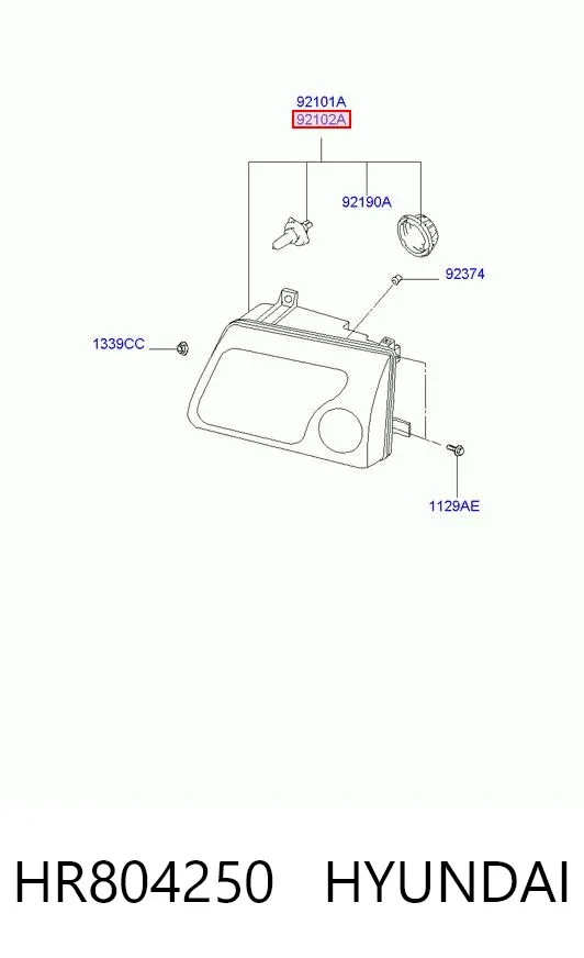 Правая фара HR804250 Hyundai/Kia