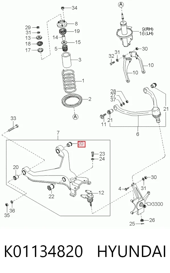 Сайлентблок переднего рычага K01134820 Hyundai/Kia