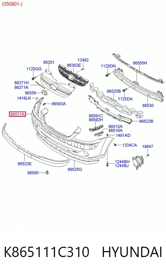 Передний бампер K865111C310 Hyundai/Kia