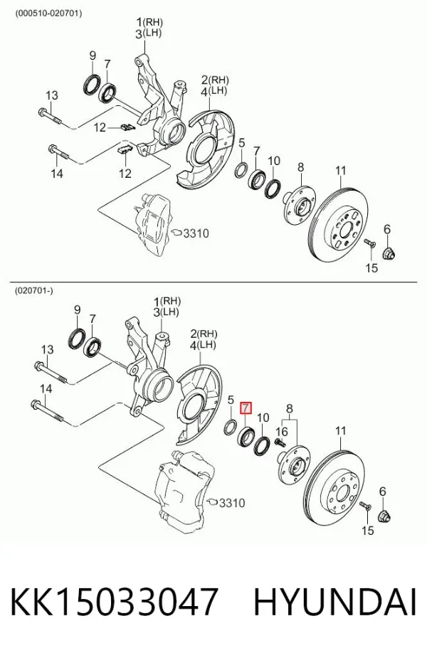 Подшипник ступицы KK15033047 Hyundai/Kia