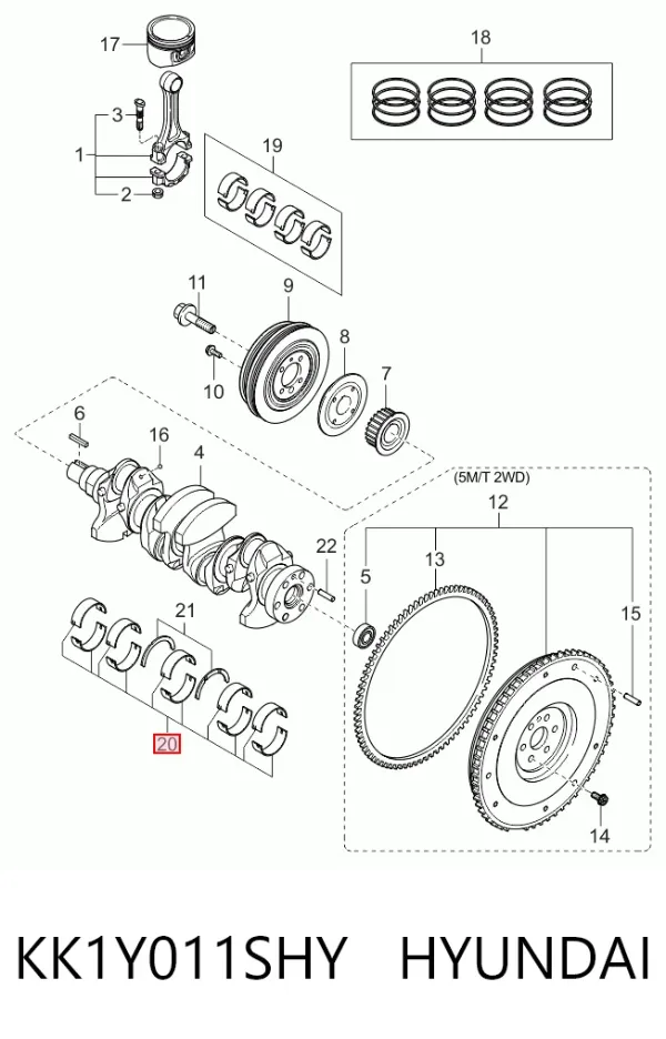 Вкладыши коленвала коренные, комплект, 3-й ремонт (+0,75) M317075 Taiho
