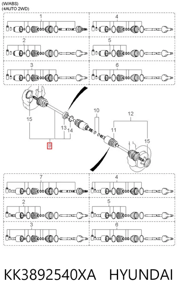 Правая полуось KK3892540XA Hyundai/Kia
