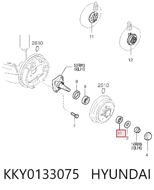 Подшипник ступицы задней наружный KKY0133075 Mazda
