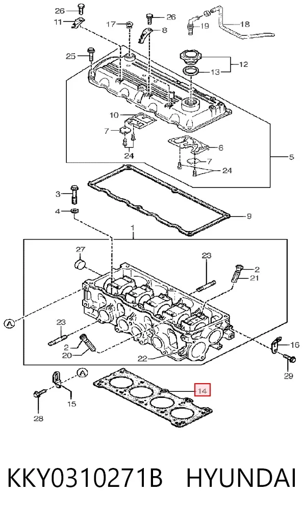 Прокладка ГБЦ KKY0310271B Hyundai/Kia