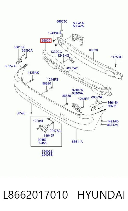 Абсорбер заднего бампера L8662017010 Hyundai/Kia