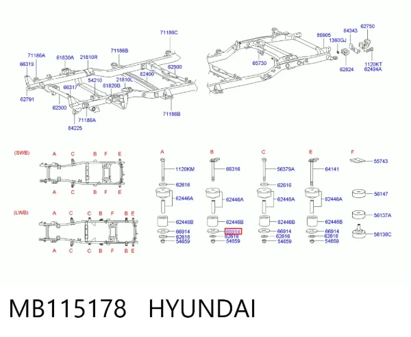 Подушка рамы (крепления кузова) MB115178 Hyundai/Kia