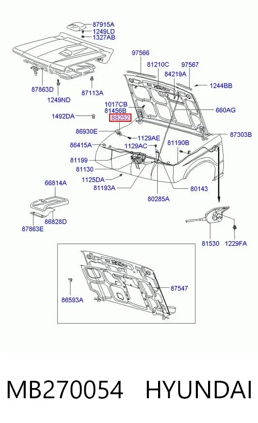 Буфер (отбойник) капота MB270054 Hyundai/Kia
