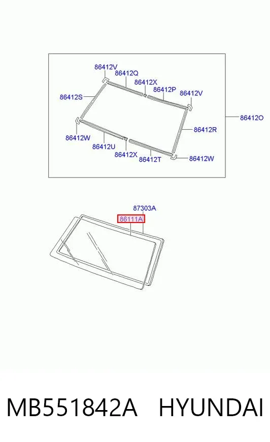 Лобовое стекло MB551842A Hyundai/Kia