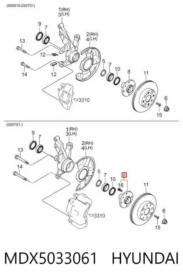 Передняя ступица MDX5033061 Hyundai/Kia