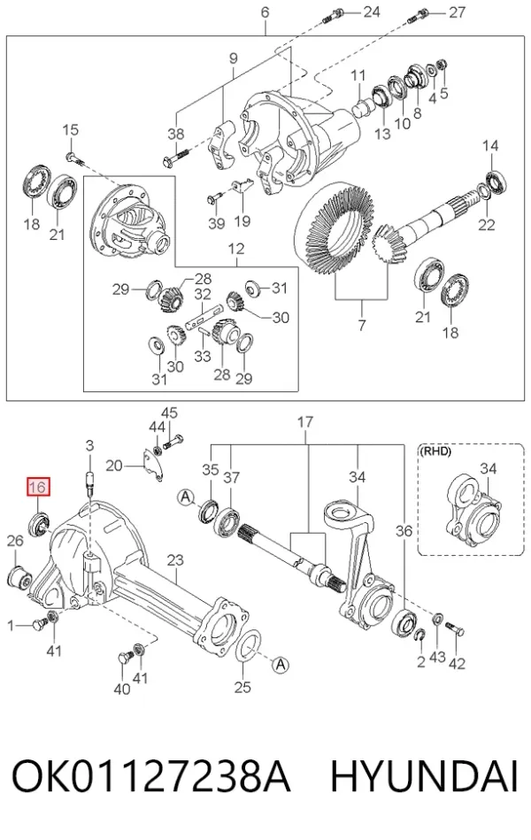 Сальник редуктора переднего моста OK01127238A Hyundai/Kia