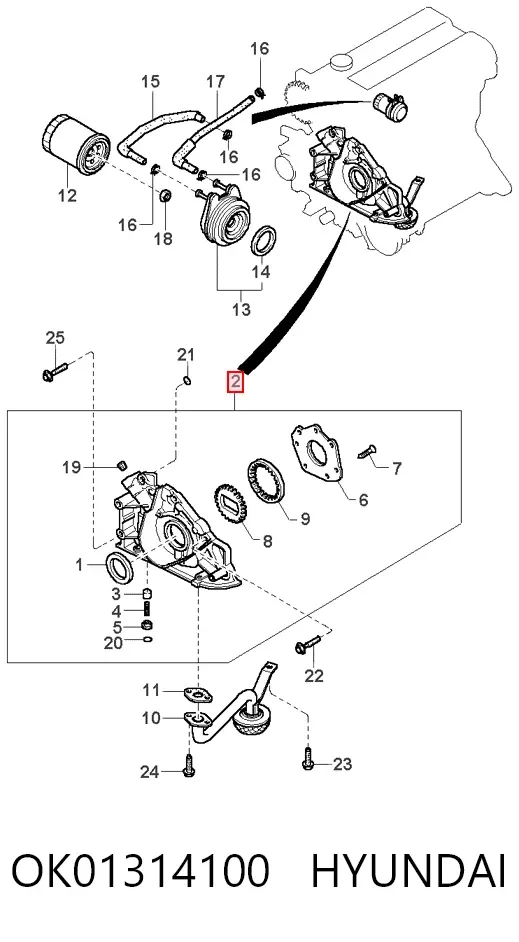 Масляный насос OK01314100 Hyundai/Kia