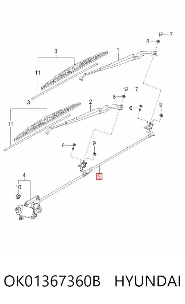 Трапеция дворников OK01367360B Hyundai/Kia