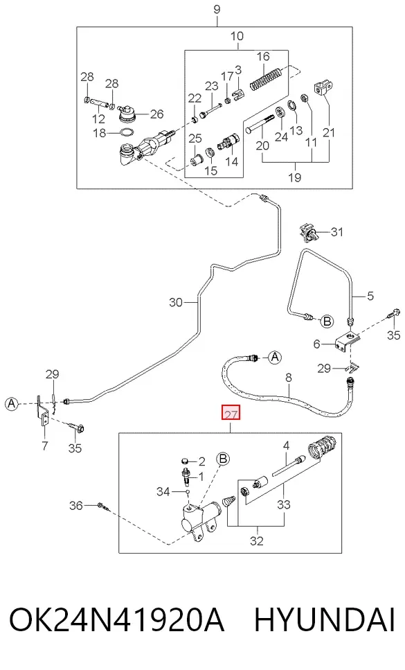 Рабочий цилиндр сцепления OK24N41920A Hyundai/Kia