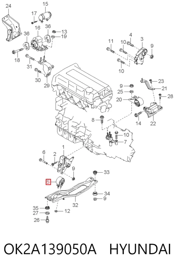 Передняя опора двигателя OK2A139050A Hyundai/Kia