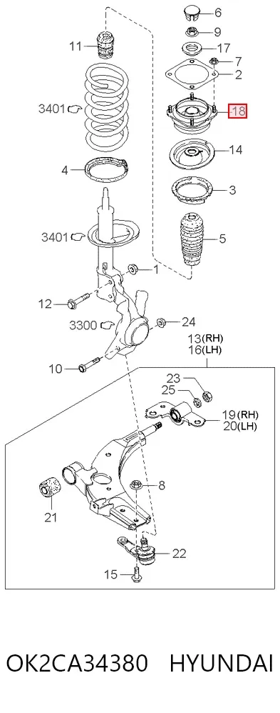 Опора переднего амортизатора OK2CA34380 Hyundai/Kia