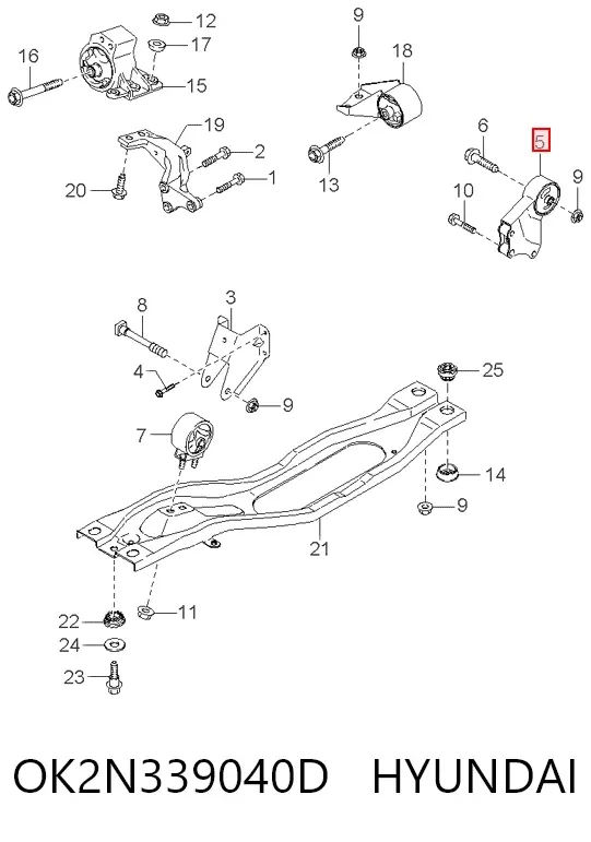 Задняя опора двигателя OK2N339040D Hyundai/Kia