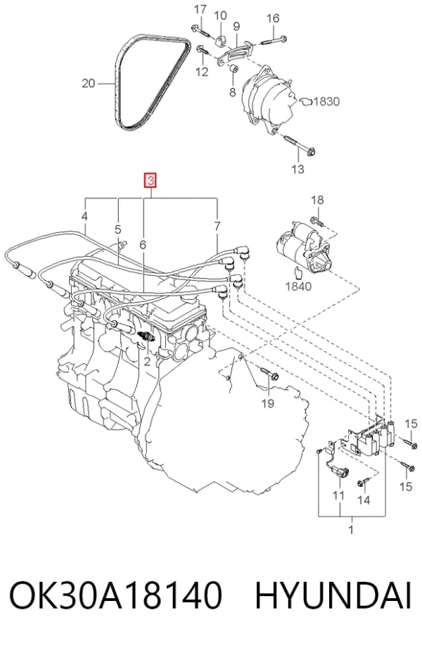 Высоковольтные провода OK30A18140 Hyundai/Kia