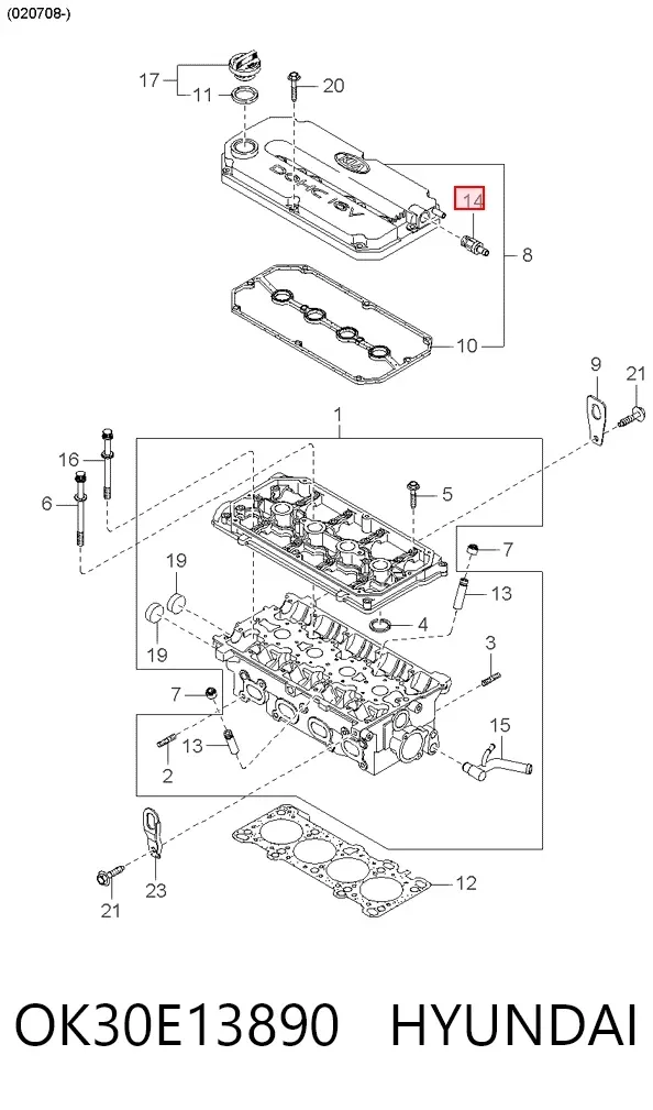 Клапан вентиляции картерных газов OK30E13890 Hyundai/Kia