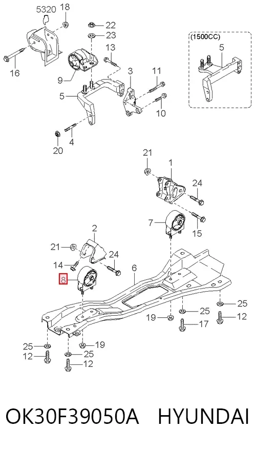 Передняя опора двигателя OK30F39050A Hyundai/Kia