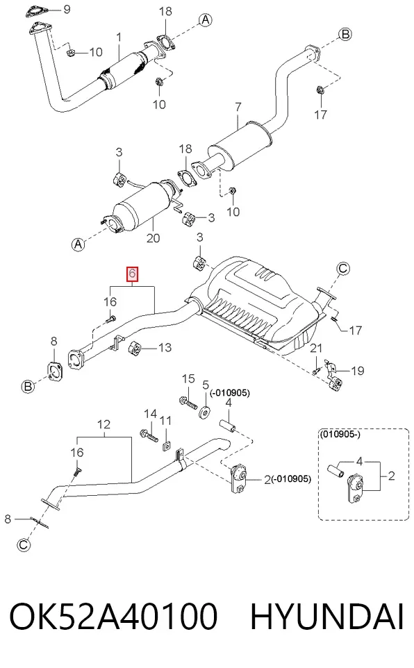 Глушитель задний OK52A40100 Hyundai/Kia
