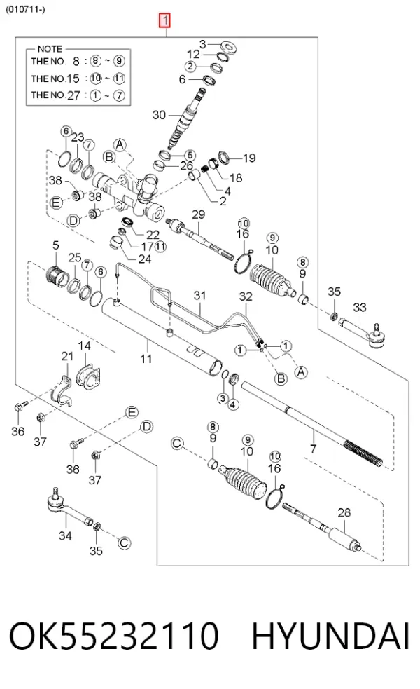 Рулевая рейка OK55232110 Hyundai/Kia