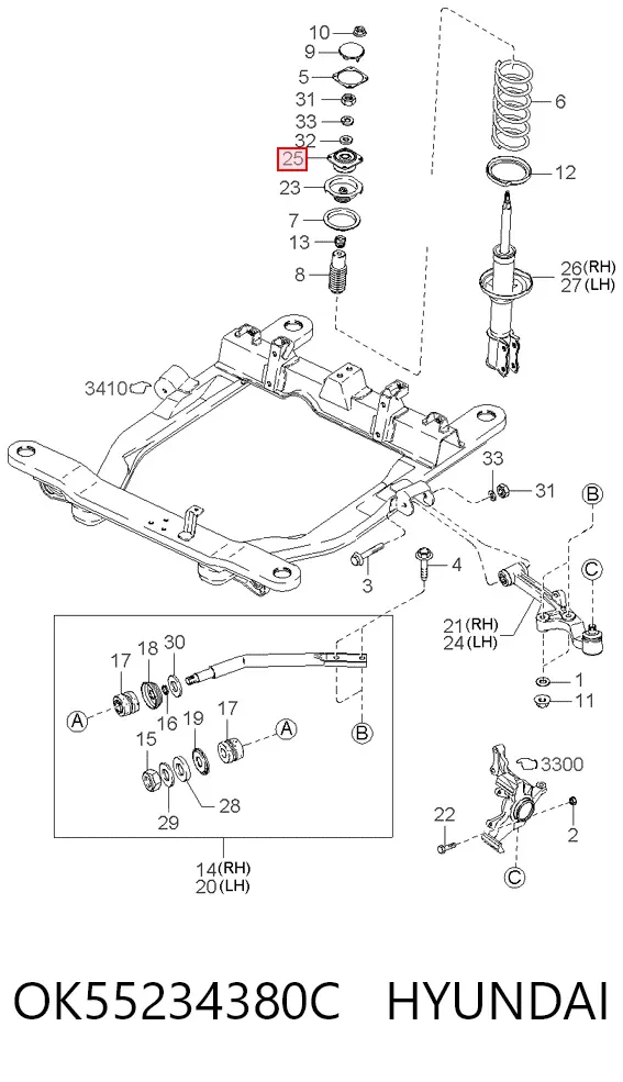 Опора переднего амортизатора OK55234380C Hyundai/Kia