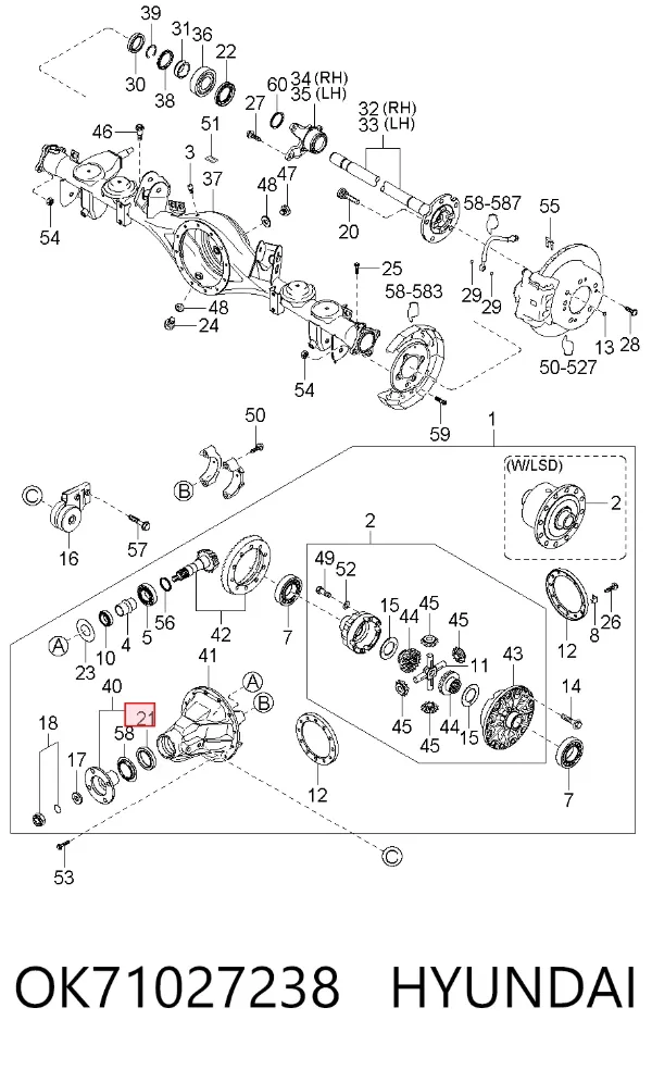 Сальник хвостовика OK71027238 Hyundai/Kia
