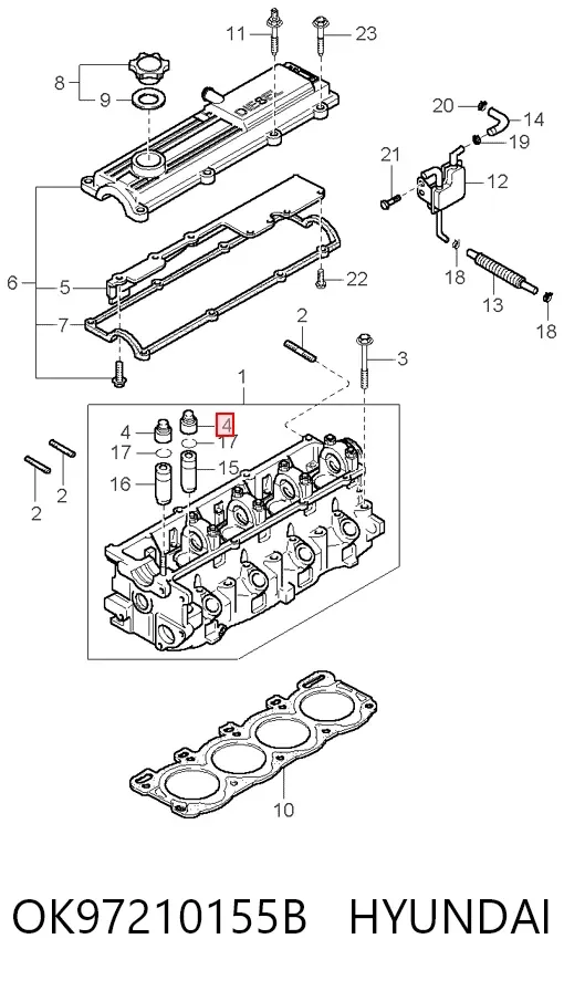 Сальники клапанов OK97210155B Hyundai/Kia