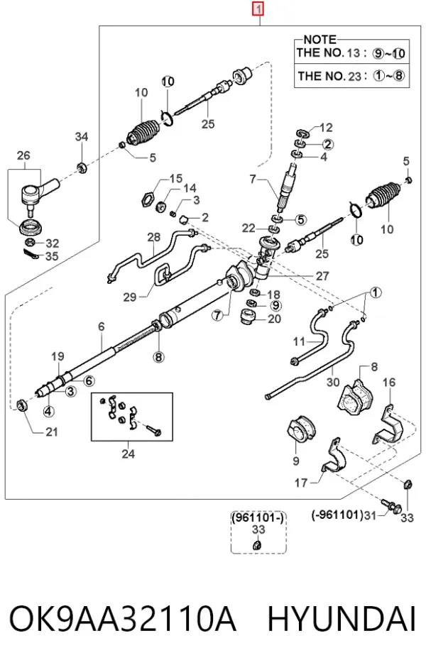 Рулевая рейка OK9AA32110A Hyundai/Kia