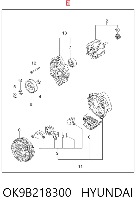 Генератор OK9B218300 Hyundai/Kia