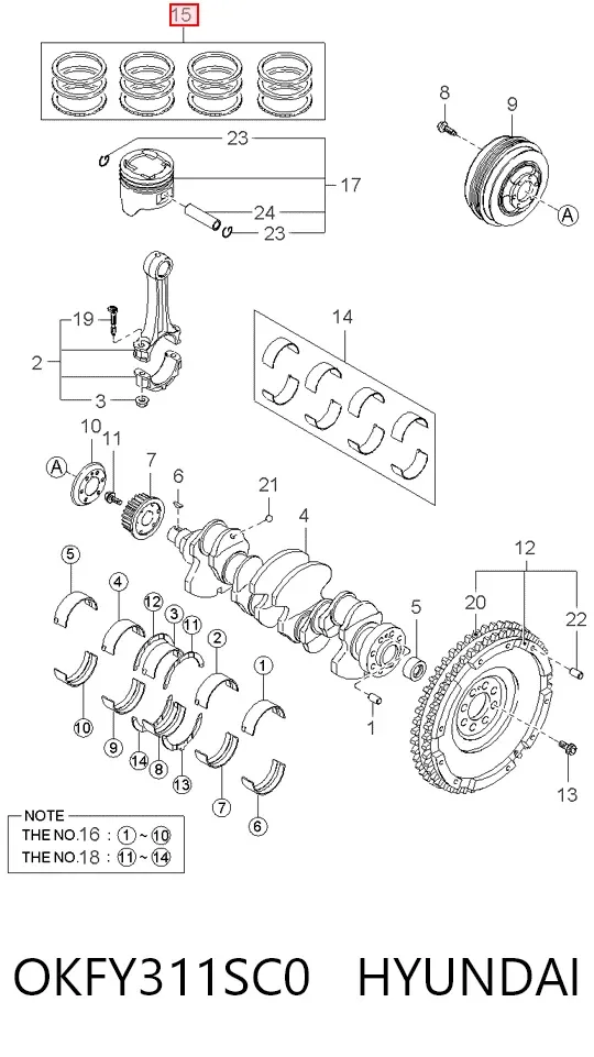 Кольца поршневые OKFY311SC0 Hyundai/Kia