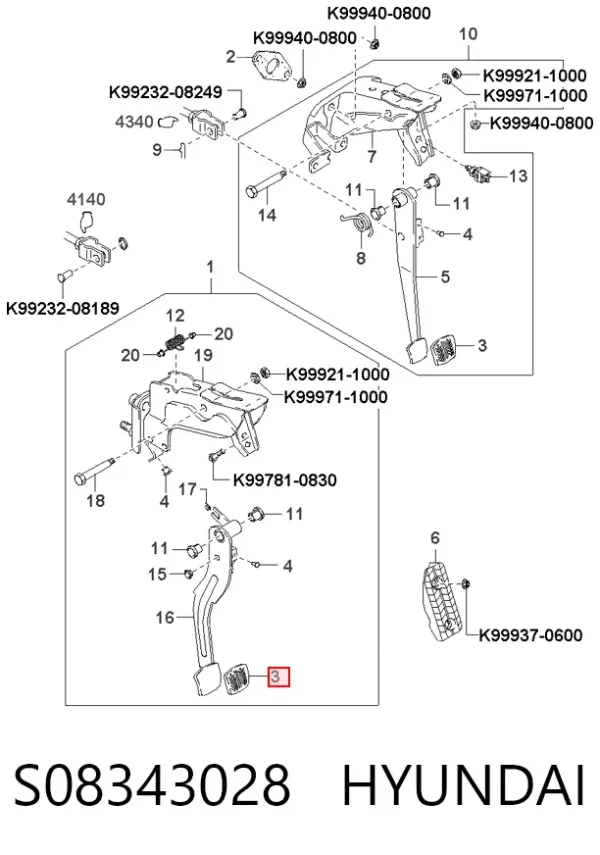 Накладка педали тормоза S08343028 Hyundai/Kia