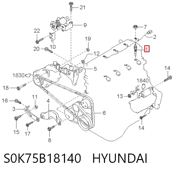 Свечи накала S0K75B18140 Hyundai/Kia